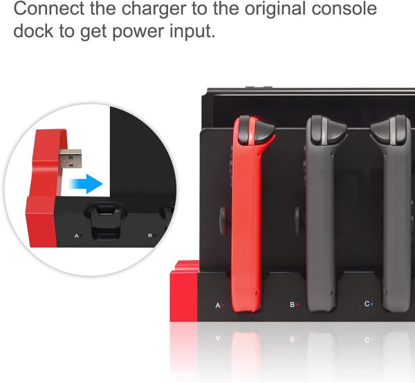 Charging Dock Station for Joycon Nintendo Switch & OLED - Charges Up to 4 Controllers, Compatible with Switch and Switch OLED Model - Image 2