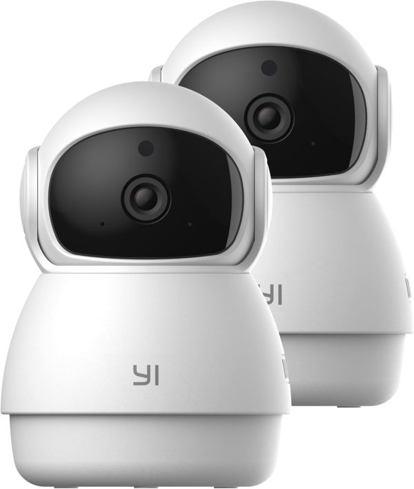 YI 2pc 2K Dome Security Camera, 2.4G Smart Indoor Pet Monitoring Cam with Night Vision, 2-Way Audio, Motion Detection, Phone APP, Compatible with Alexa and Google Assistant