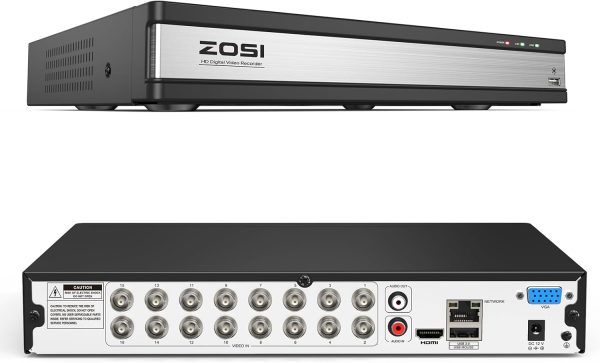 ZOSI H.265+ 1080P FHD 16 Channel DVR for Home Security Camera System with AI Human Vehicle Detection, Hybrid 4-in-1(Analog/AHD/TVI/CVI) Surveillance CCTV DVR Recorder, Remote Access, Email Alarm