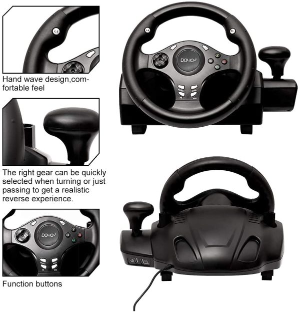 DOYO Game Racing Wheel with Pedals, 270° Steering Wheels PC with Vibration Feedback, Racing Steering Wheel compatible with PS4, Xbox Series X/S, Xbox ONE/360, PS3, Android, Real Racing Simulator - Image 6