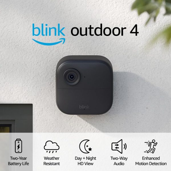 Blink Outdoor 4 (4th Gen) + Blink Mini – Smart security camera, two-way talk, HD live view, motion detection, set up in minutes, Works with Alexa – 5 camera system + Mini (Black)