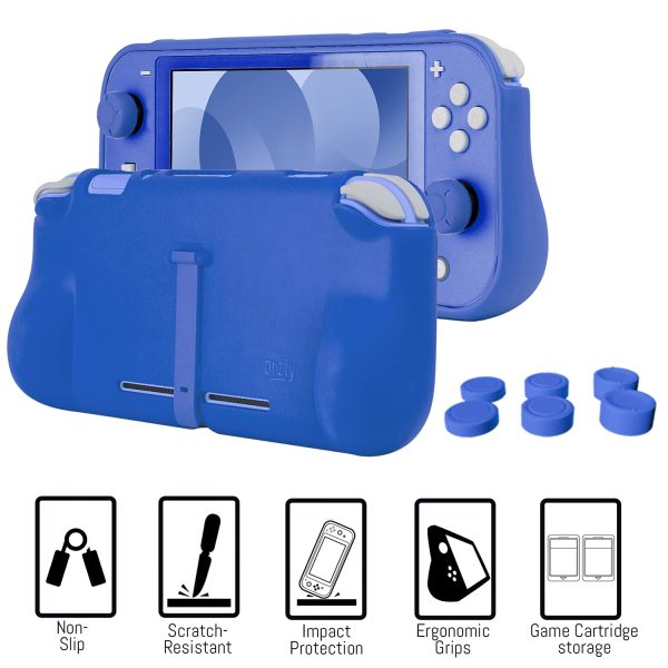 Orzly Switch Lite Accessories Bundle - Case & Screen Protector for Nintendo Switch Lite Console, USB Cable, Games Holder, Comfort Grip Case, Headphones, Thumb-Grip Pack & More (New Blue) - Image 2