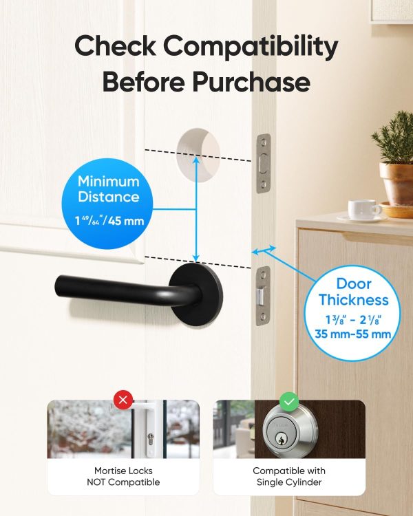 eufy Security Smart Lock C220, Fingerprint Keyless Entry Door Lock, Built-in Wi-Fi, App Remote Control, Front Door Smart Lock Deadbolt, 8Months Battery, Reliable Power, IP53 Waterproof, BHMA Grade 3 - Image 6