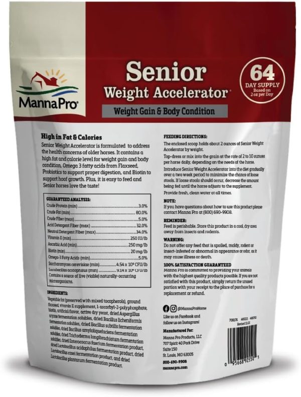 Manna Pro Weight Accelerator for Senior Horses | Made with Omega 3 Fatty Acids from Flaxseed | 8 Pounds - Image 2