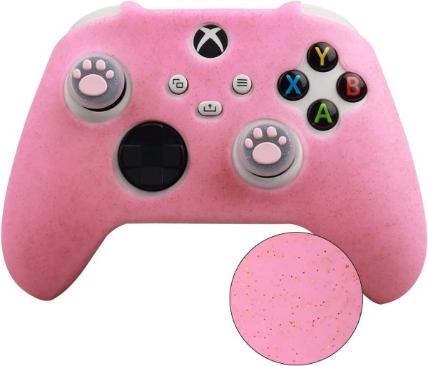 RALAN Glitter Controller Skin for Xbox Series, Anti-Slip Silicone Controller Cover Protector Case Compatible for Xbox Series Gamepad Joystick with 4 Cat Caps and Black Pro Thumb Grip x 8. - Image 2