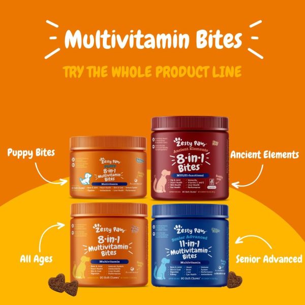 Zesty Paws Multivitamin Treats for Dogs - Glucosamine Chondroitin for Joint Support + Digestive Enzymes & Probiotics - Grain Free Dog Vitamin for Skin & Coat + Immune Health - Chicken Flavor - 90ct - Image 4