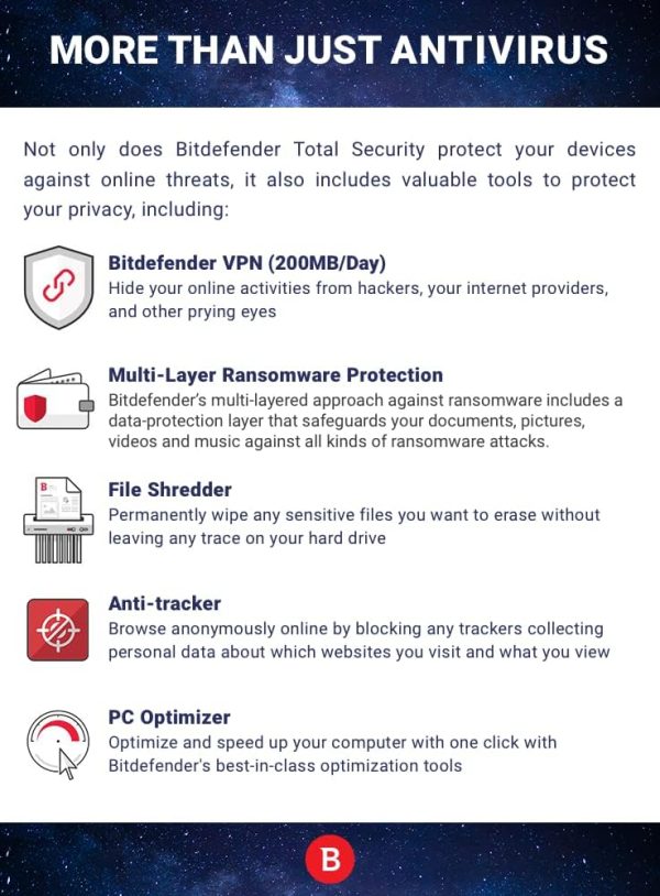 Bitdefender Total Security - 10 Devices | 2 year Subscription | PC/MAC |Activation Code by email - Image 3