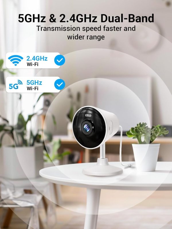 [5G & 2.4G] Indoor/Outdoor Security Camera for Home, Baby/Elder/Dog/Pet Camera with Phone App, Wi-Fi Camera w/Spotlight, Color Night Vision, 2-Way Audio, 24/7, SD/Cloud Storage, Work w/Alexa, 2Pack - Image 2