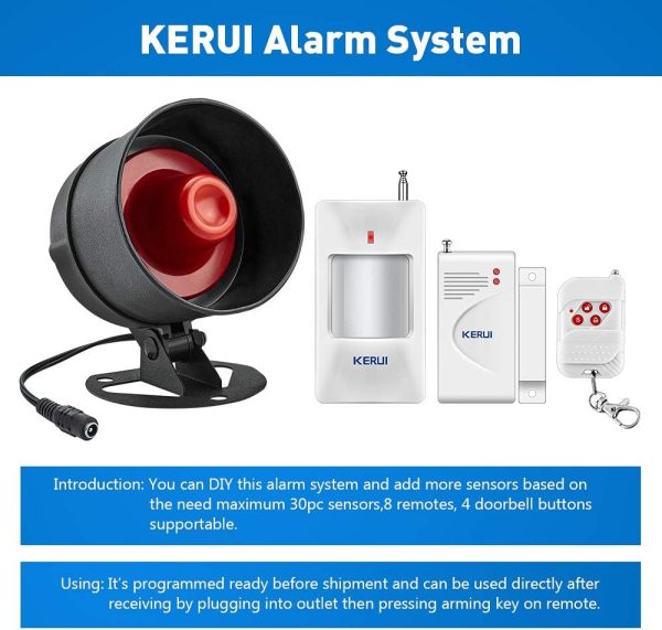 KERUI Standalone Home Office Shop Security Alarm System Kit,Wireless Loud Indoor/Outdoor Weatherproof Siren Horn with Remote Control and Door Contact Sensor,Motion Sensor,Up to 115db,NO WiFi/GSM/APP - Image 7