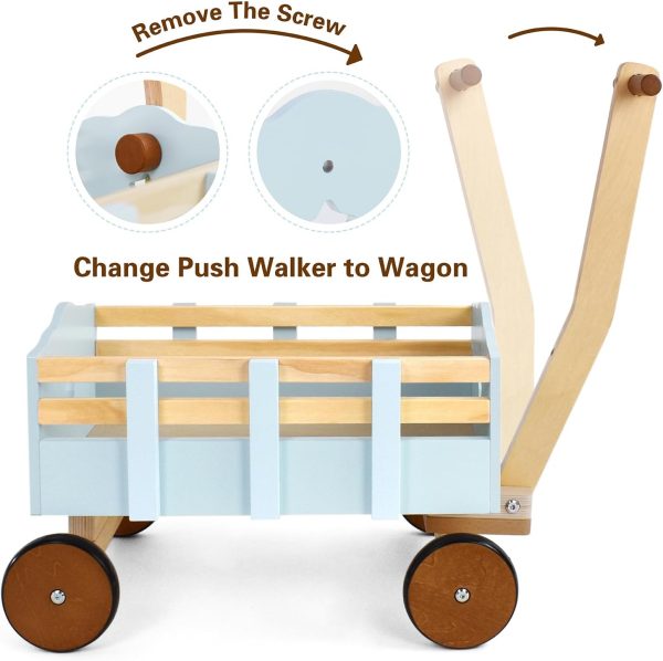 PairPear Kids Wagon Toy,Wooden Toys Cargo Walker Cart Wagon Stroller,Toddler Push and Pull Baby Walker Gift for Babies Boys and Girls - Image 3