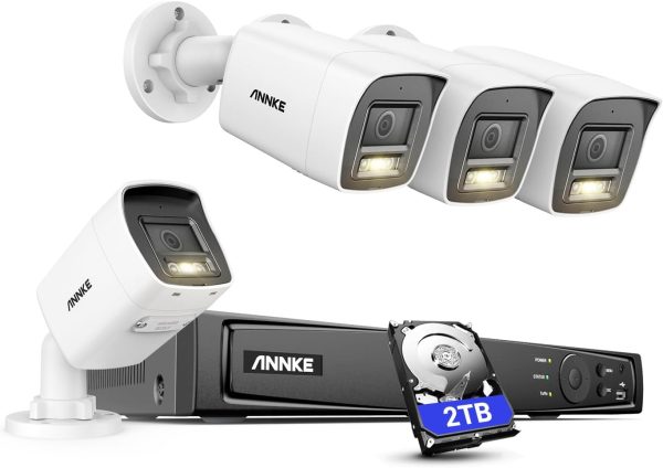 ANNKE H1200 12MP Security Camera System, 8CH NVR and 4 X 12 Megapixel UHD PoE Surveillance IP Camera with Smart Dual Light, Human&Vehicle Detection, Color Night Vision, 2TB Hard Drive Included