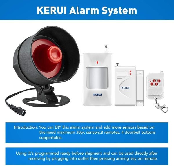 KERUI Home Security System Indoor Outdoor Weather-Proof Siren Window Door Sensors Motion Sensor Alarm with Remote Control More DIY, Wireless House Hotel Garage Shop Burglar Door Alarm, NO WIFI/GSM/APP - Image 9