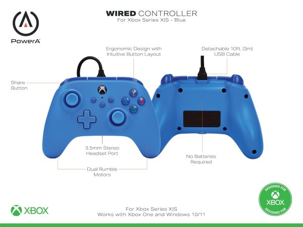 PowerA Wired Controller for Xbox Series X|S - Blue, gamepad, video game/gaming controller, works with Xbox One, Officially Licensed - Image 2