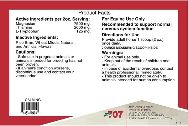 Formula 707 Calming Equine Supplement 5LB Bucket – Anxiety Relief and Enhanced Focus for Horses – L-Tryptophan, Thiamine & Magnesium - Image 6