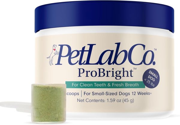 PetLab Co. ProBright Dental Powder - Dog Breath Freshener - Teeth Cleaning Made Easy – Targets Tartar & Bad Breath - Formulated for Small Dogs