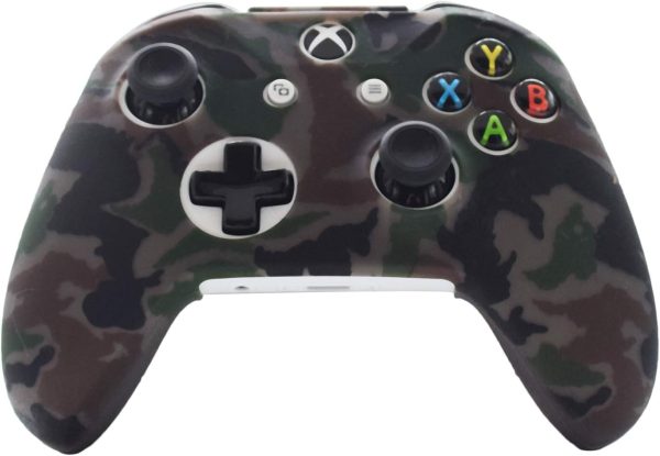 Hikfly Silicone Gel Controller Cover Skin Protector Kits for Xbox One/Xbox One S/Xbox One X Controller Video Games(2x Controller Camouflage cover with 8 x Thumb Grip Caps)(Grey, Peach) - Image 2