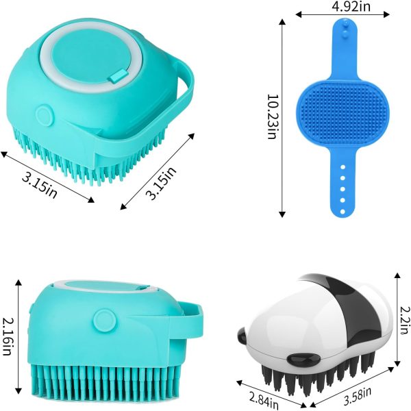 Comotech 3PCS Dog Bath Brush | Dog Shampoo Brush | Dog Scrubber for Bath | Dog/Grooming/Washing Brush Scrubber with Adjustable Ring Handle for Short & Long Haired Dogs/Cats (Blue Blue White) - Image 6