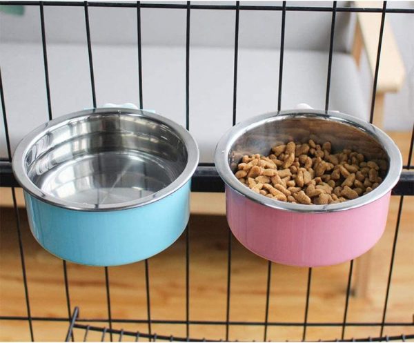 Stainless Steel Removable Pet Food Bowl, Anti-overturn Water Feeder Container, Suitable for Small Dog/Cat/Rabbit, 2 Set of Crate Bowls, Easy to Install and Clean - Image 3