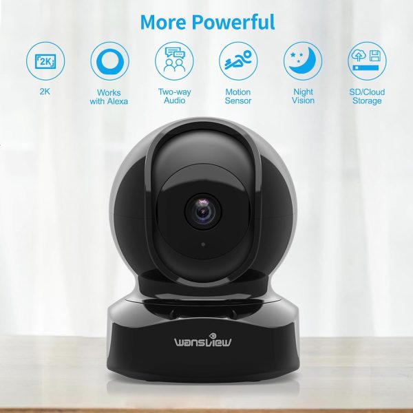 Wansview Security Camera, IP Camera 2K, WiFi Home Indoor Camera for Baby/Pet/Nanny, 2 Way Audio Night Vision, Works with Alexa, with TF Card Slot and Cloud - Image 2