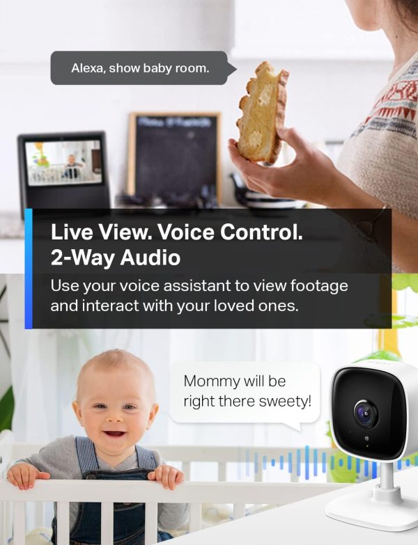 TP-Link Tapo 1080P Indoor Security Camera for Baby Monitor, Dog Camera w/Motion Detection, 2-Way Audio Siren, Night Vision, Cloud & SD Card Storage, Works w/Alexa & Google Home (Tapo C100) - Image 4