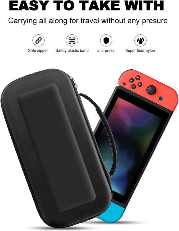 BOOGIIO Nintendo Switch Carrying Case, Hard Shell Travel Carrying Box Case for Nintendo Switch with 10 Game Cards Holders, Portable Pouch for Nintendo Switch Console & Accessories -Black - Image 4