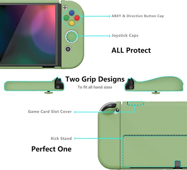 PlayVital AlterGrips Protective Slim Case for Nintendo Switch OLED, Ergonomic Grip Cover for Joycon, Dockable Hard Shell for Switch OLED w/Thumb Grip Caps & Button Caps - Image 3