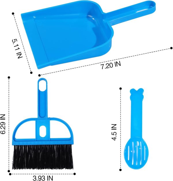 3 Pack Mini Hand Broom and Dustpan Sand Scooper Set Cage Cleaner, Cleaning Tool Set for Animal Waste for Guinea Pigs, Cats, Hedgehogs, Hamsters, Chinchillas, Rabbits, Reptiles and Other Small Animals - Image 2