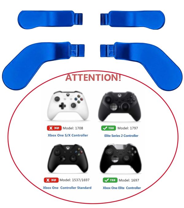 Ceozon Replacement Back Paddles 4 pcs Metal Stainless Steel Trigger Locks for Xbox One Elite Controller Series 2 Xbox One Elite Back Buttons Accessories (Blue) - Image 2