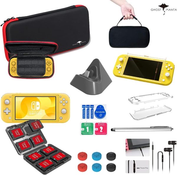 Switch Lite 12 in 1 Accessories Kit For Nintendo Switch Lite Console, Bundle Mini Charging Base, Headphone, Protective Cover case, Carry Bag, Screen Protector, Game Card Storage, Stylus, 6 Thumb Grips - Image 7