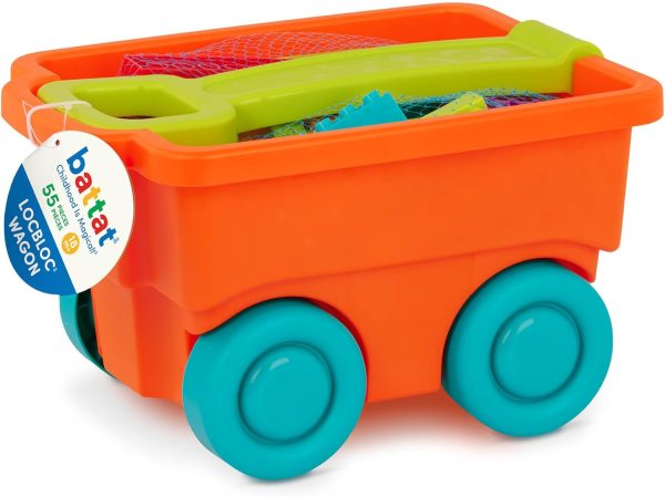 Battat – Building Blocks & Wagon – 55-Piece Block Set – Construction Playset For Kids, Toddlers – Developmental Toy – 18 Months + – Locbloc Wagon - Image 4