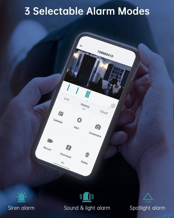 ZUMIMALL Security Cameras Wireless Outdoor WiFi with 360° PTZ, 2K Battery Cameras for Home Security, Spotlight & Siren/PIR Detection/3MP Color Night Vision/2-Way Talk/IP66/Clou/Alexa - Image 6