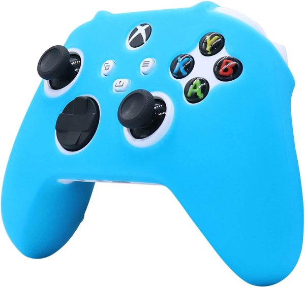 Blue Silicone Cover Skin for Xbox Series X/S Controller Glow in The Dark Anti-Slip Soft Rubber Case Protector Accessories Set with 8 Glow in The Dark Thumb Grips Caps + 2 Cute Cat Paw Caps. - Image 6