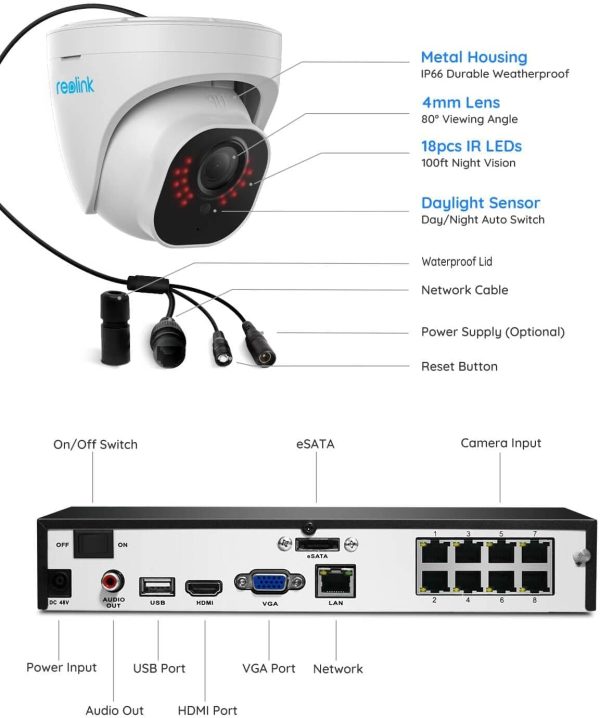 REOLINK Smart 5MP 8CH Home Security Camera System, 4pcs Wired 5MP PoE IP Cameras Outdoor with Person/Pet/Vehicle Detection, 4K 8CH NVR with 2TB HDD for 24-7 Recording, RLK8-520D4-5MP - Image 8