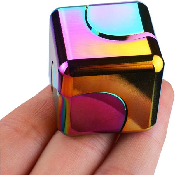 Fidget Spinner Toys Cube Adults, Easter Basket Stuffers for Teens Metal EDC Cool Desk Gadgets Office Toys Small Anxiety Figette Sensory Toy, ADHD Tool Fingears Figet Stress Valentine Gift for Boys