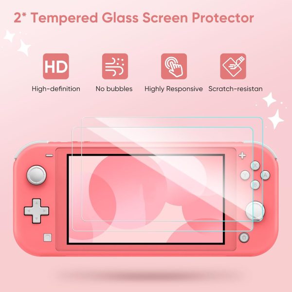 Fintie Case for Switch Lite, 8 in 1 Switch Lite Accessories Bundle with Nintendo Switch Lite Carrying Case, Soft TPU Clear Case, Switch Lite Screen Protector, Switch Thumb Grips, Fantasy Ombre - Image 5