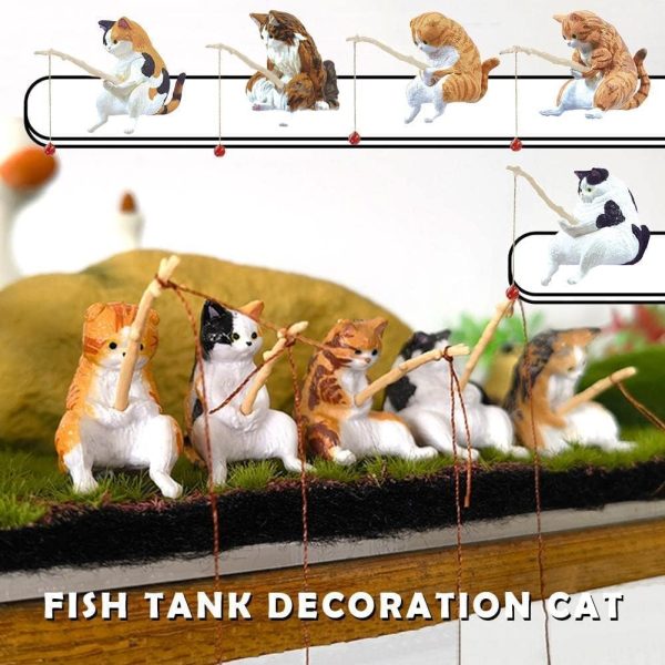 1Pc Kawaii Resin Cat Ornaments,Miniature Animal Model Creative Decoration,Aquarium Ornament,Vivid Shape DIY Aquarium Cat Fishing Ornament,Home Resin Small Ornaments Gift, Fish and Aquatic Pets - Image 3