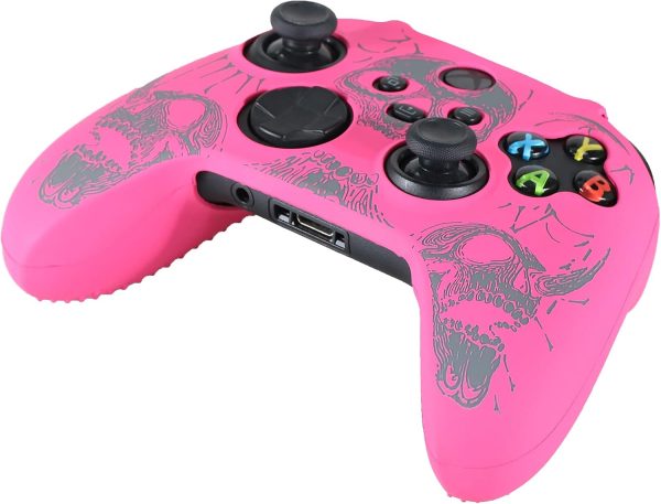 Laser Carving Silicone Skin for Xbox Series X/S Controller x 1(Skulls Grey PiB) with Exclusive Thumb Grips x 8 - Image 5