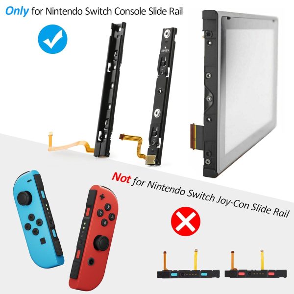 Left and Right Slide Rail for Nintendo Switch Console Slide Rail Bar Replacement with Flex Cable for NS Nintendo Switch Console Rebuild Track Accessories Repair Parts(with Console Screws) - Image 6