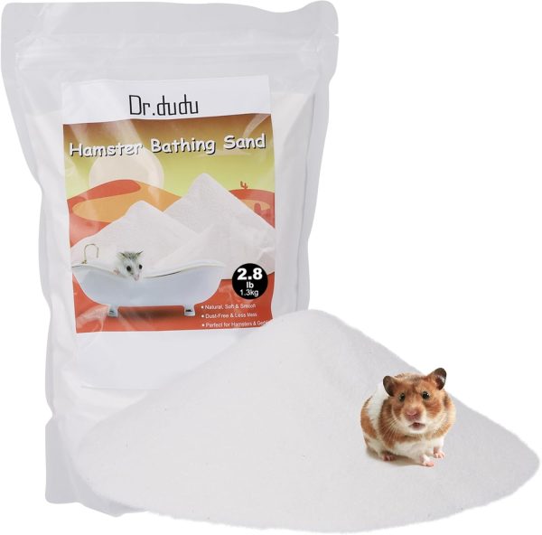 DR.DUDU Hamster Bath Sand, 2.8lb Dust Free Desert Sand or Potty Litter Sand for Hamster Chinchillas Gerbil Syrian Mice Small Animals (White)