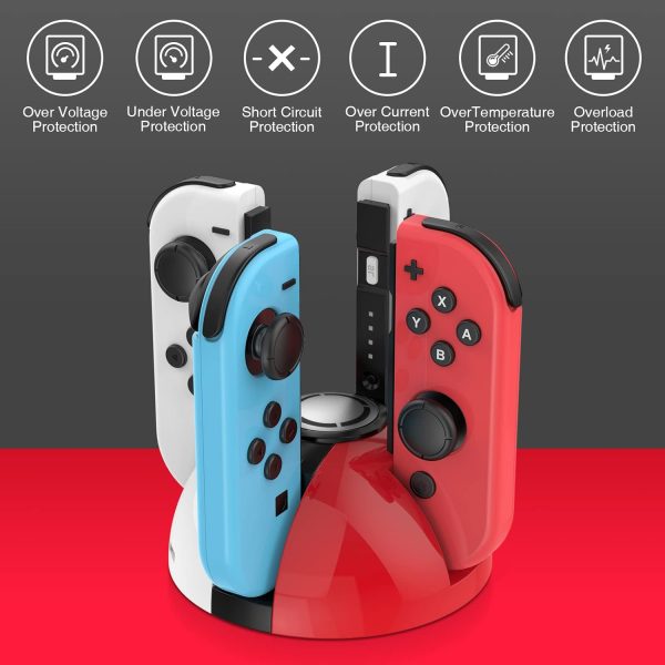 HEIYING Switch Controllers Charging Dock for Nintendo Switch/Switch OLED Joy-Con Controller, Switch Joy-Con Charging Dock with LED Indicator. - Image 5