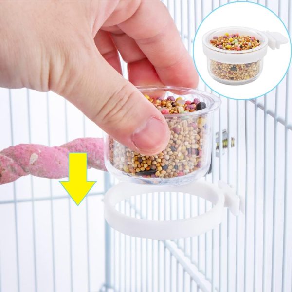 6 Pack Detachable Transparent Bowl Plastic Food Cup Convenient Hanging Seed Water Feeder for Parrot Canary Finch Small Size Bird - Image 4