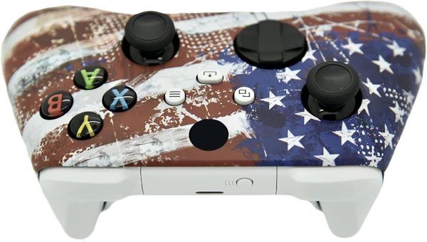 Hand Airbrushed Fade Custom Controller Compatible with Xbox Series X/S & Xbox One (Series X/S U.S Flag/White) - Image 3