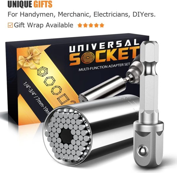 Stocking Stuffers for Adults Men Super Universal Socket Tools Gifts for Men, Grip Set with Power Drill Adapter Cool Stuff Gadgets Present Ideas Gifts for Dad Husband Him Mens Gifts Christmas for Women - Image 3