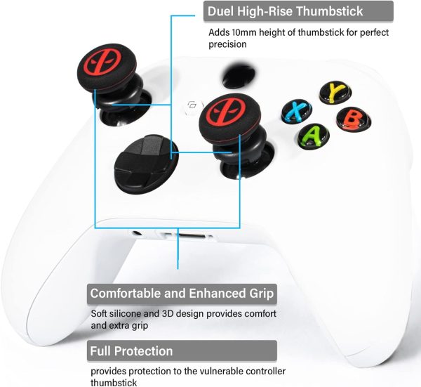 FPS Thumbstick Extender & Printing Rubber Silicone Grip Cover 2 Sets for Xbox Series X/S & Xbox One Controller(Immortal) - Image 2