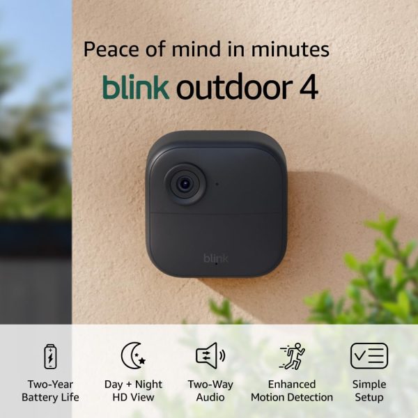 Blink Outdoor 4 [Newest Model] - Wireless Outdoor/Indoor Home Security & Pet Camera(s) with 2-year battery life, enhanced motion detection, and easy setup - 5 camera system