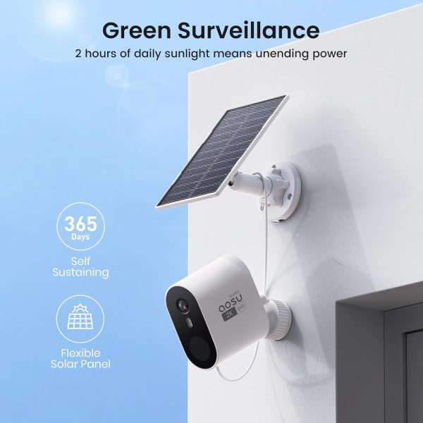 AOSU Solar Security Cameras Wireless Outdoor, 2K QHD Home Security System, 4 Cameras Kit with 166° Ultra-Wide View, Forever Power, Spotlight Camera, 32G Local Storage, No Monthly Fee - Image 4