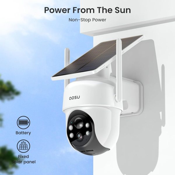 AOSU Security Cameras Outdoor Wireless, 4 Cam-Kit, No Subscription, Solar-Powered, Home Security Cameras System with 360° Pan & Tilt, Auto Tracking, 2K Color Night Vision, Easy Setup, 5G & 2.4G WiFi - Image 4