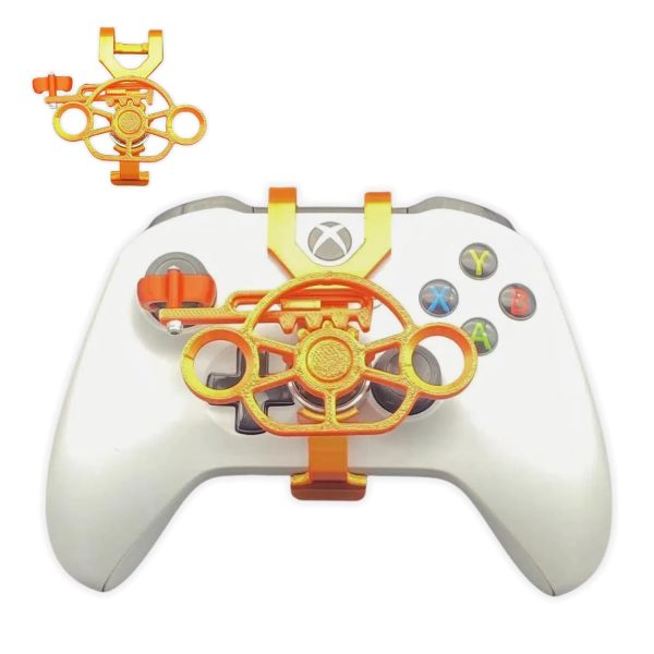 CHOWONE Xbox Series X|S Game Controller Mini Steering Wheel Remote Control Replacement Accessory for Xbox One Racing Games Controller Steering Wheel Attachment (Golden Orange)