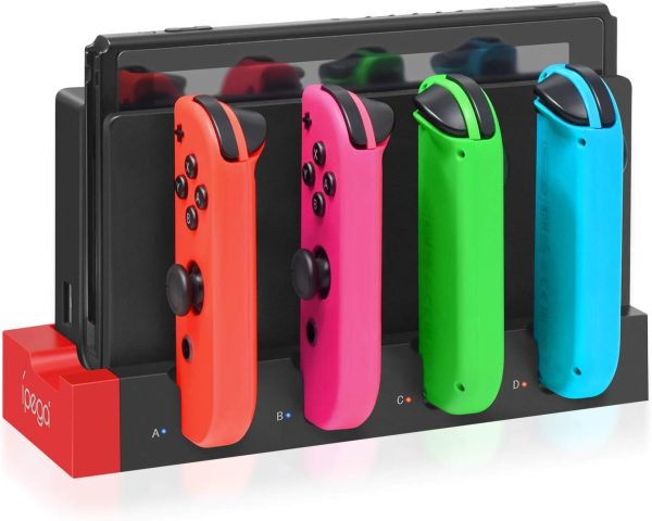 Charging Dock Station for Joycon Nintendo Switch & OLED - Charges Up to 4 Controllers, Compatible with Switch and Switch OLED Model