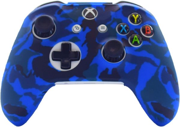 Hikfly Silicone Gel Controller Cover Skin Protector Kits for Xbox One Controller Video Games(1 x Controller Camouflage cover with 8 x Thumb Grip Caps)(Blue) - Image 5